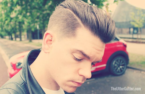 side parted pompadour rockabilly