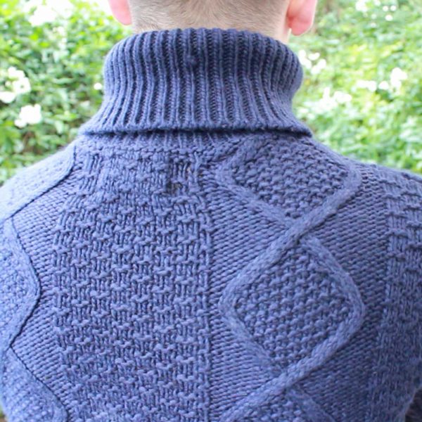 Topman-Navy-Cable-Knit-Roll-Neck-Back