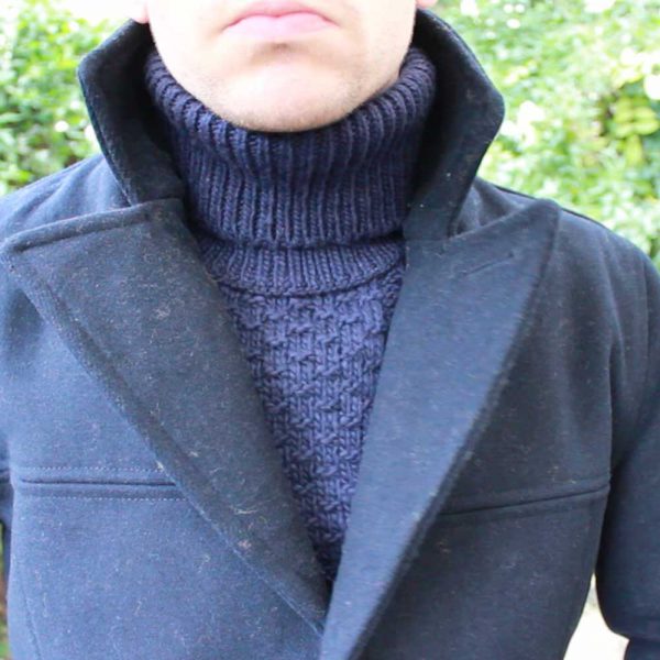 Topman-Navy-Cable-Knit-Roll-Neck-Pea-Coat