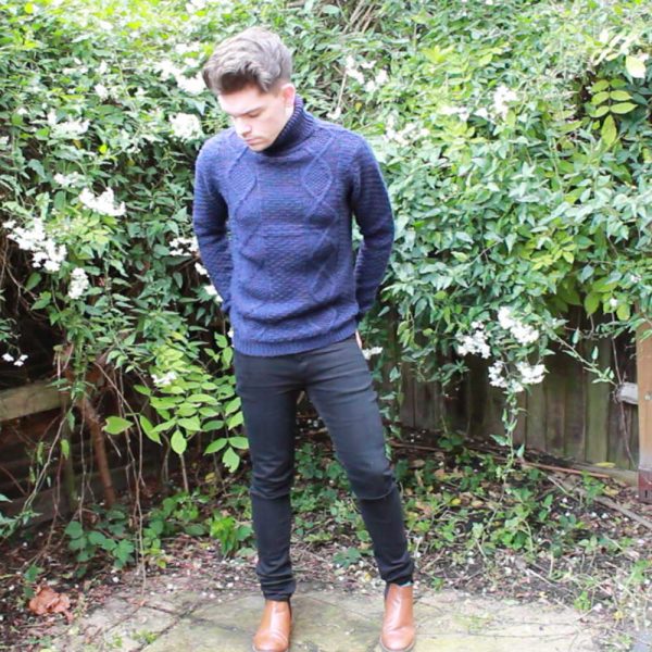 Topman-Navy-Cable-Knit-Roll-Neck-Pea-Coat-Cheap-Monday-Skinny-Jeans-Chelsea-Boots-2