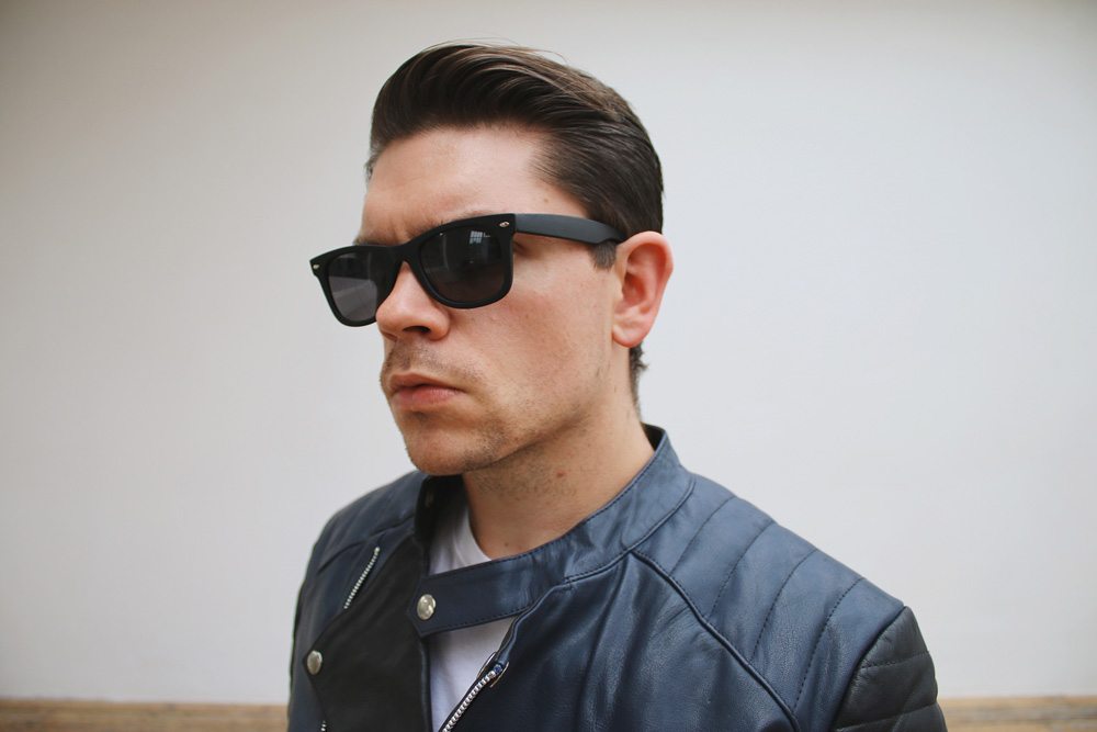 James-Dean-Hair-Style-Sunglasses-Black-Leather-Jacket
