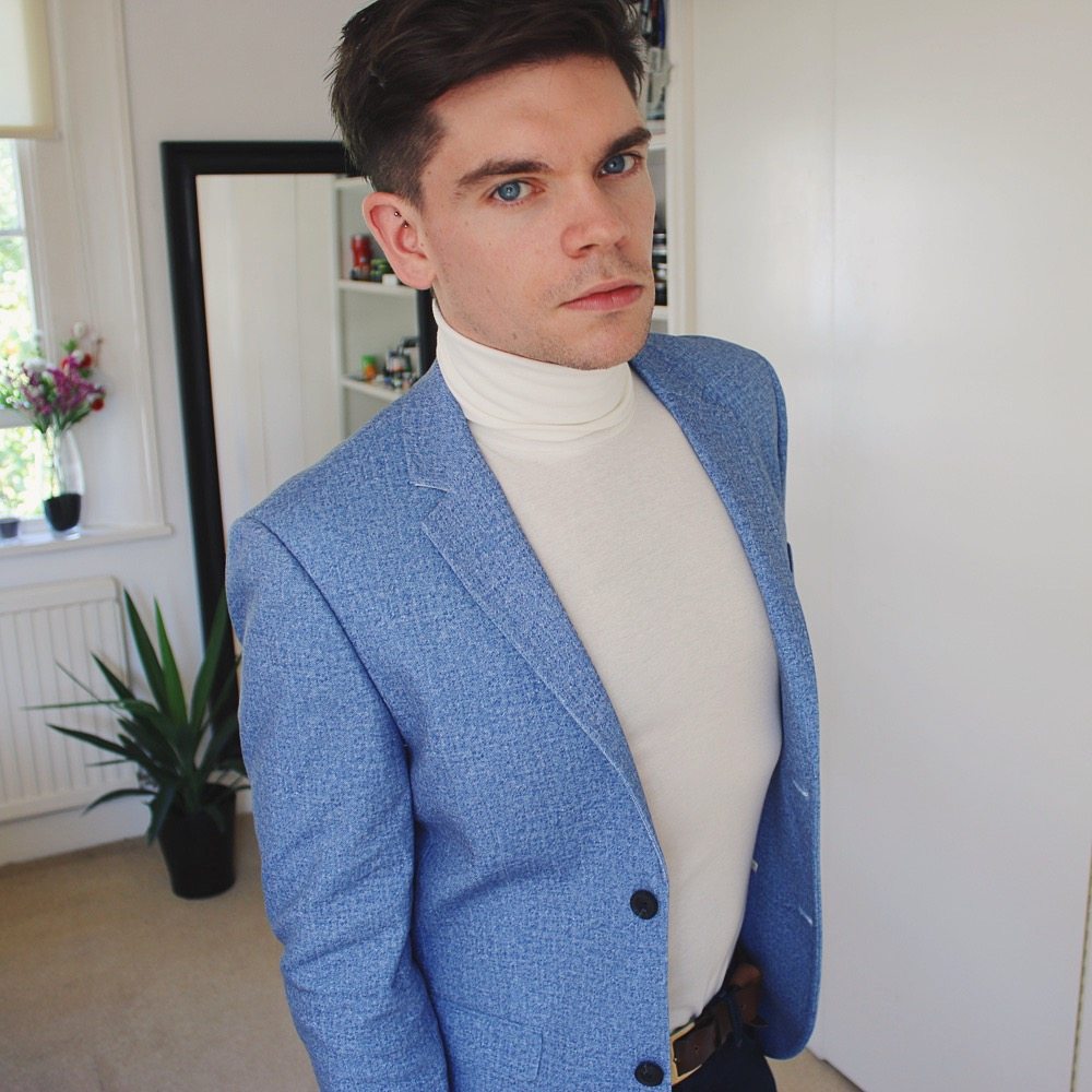 Topman Haul - White roll neck, blue blazer