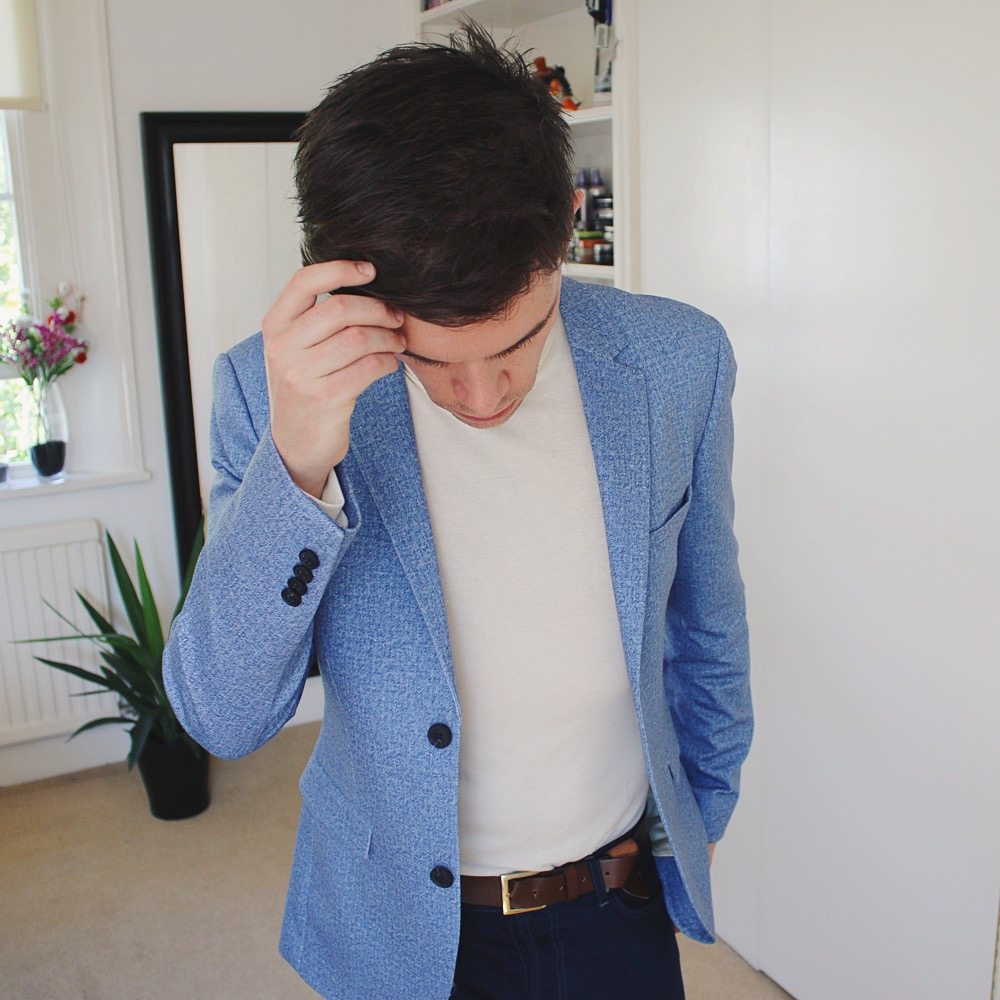 Topman Haul - White roll neck, blue blazer