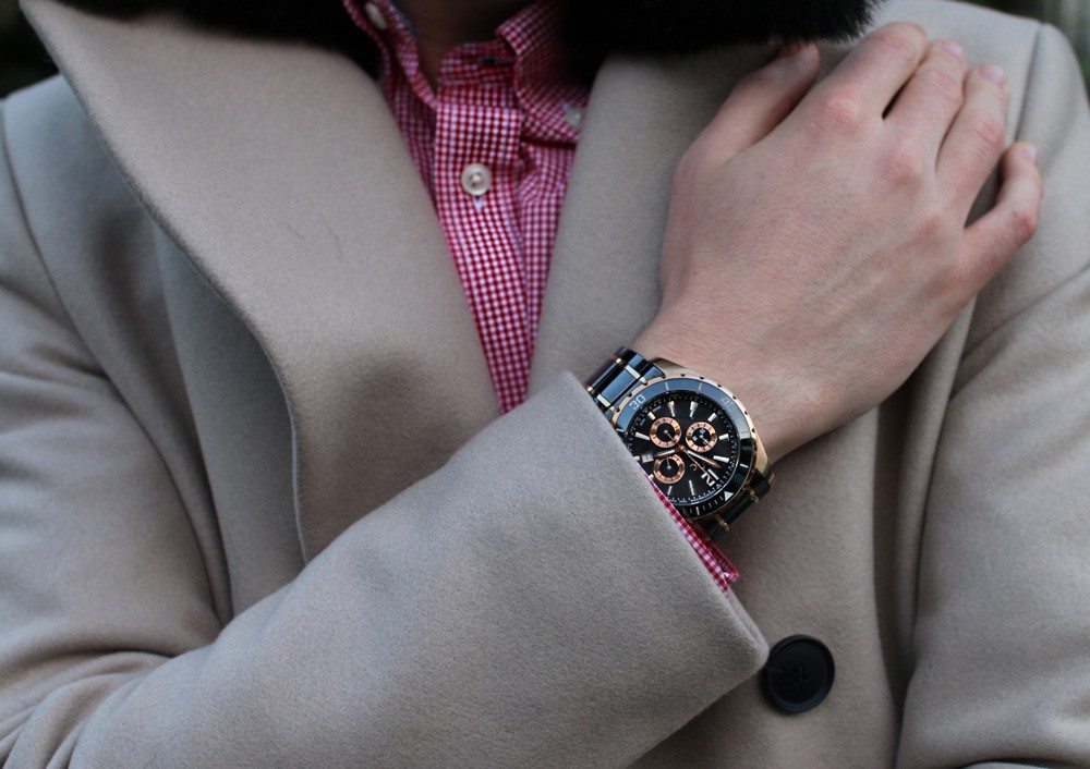 Robin-James-Reiss-Maverick-Camel-Coat-Fur-Collar-Rose-Gold-Guess-Watch