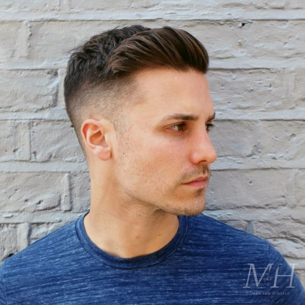 Skin Fade With Textured Sweep Over Man For Himself