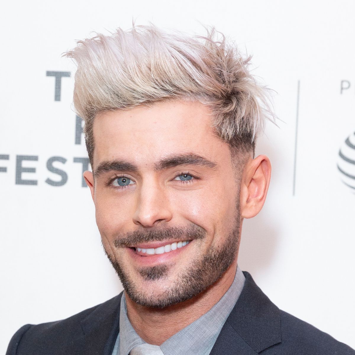 Zac Efron: Bleached Blonde Long Quiff Hairstyle