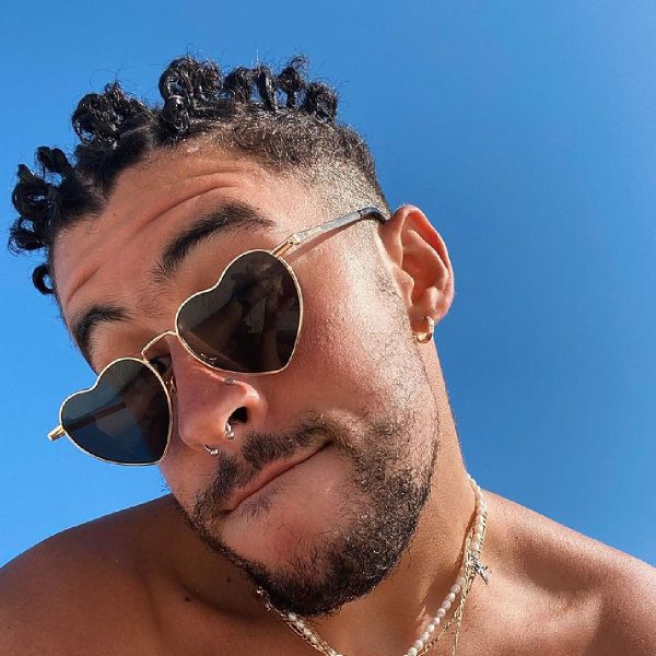 Bad Bunny: Natural Curly Hair Styled in Bantu Knots